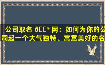 公司取名 💮 网：如何为你的公司起一个大气独特、寓意美好的名字